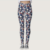 Totenschädel unter Blumen Leggings (Vorderseite)