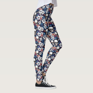 Totenschädel unter Blumen Leggings