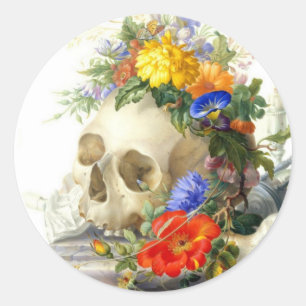 Totenschädelbouquet Runder Aufkleber