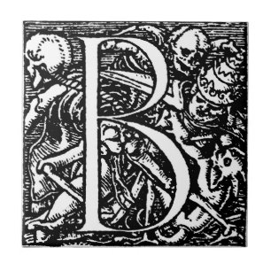 Totentanz-Alphabet Buchstabe B Kachel