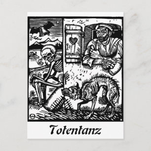 Totentanz Death wartet auf Postkarte