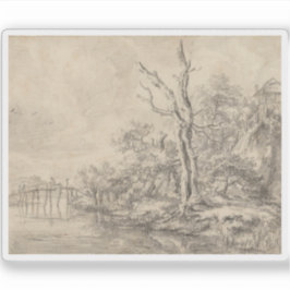 Toter Baum am Fuß eines Hügels Aufkleber