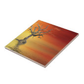 Toter Baum bei Sonnenaufgang Fliese (Seite)
