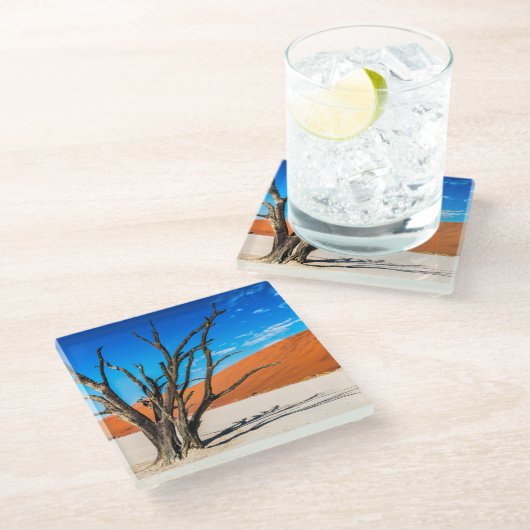 Toter Baum in Deadvlei, Namibia Glasuntersetzer (Schrägansicht)