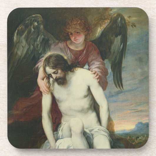 Toter Christus gestützt durch einen Engel, Getränkeuntersetzer (Vorderseite)