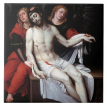 Toter Christus, unterstützt von zwei Engeln (Ribal