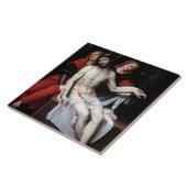 Toter Christus, unterstützt von zwei Engeln (Ribal Fliese (Seite)