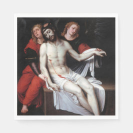 Toter Christus, unterstützt von zwei Engeln (Ribal Serviette