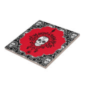 Toter Damast - Chic-gerahmte Zuckerschädel-Fliese Fliese (Seite)