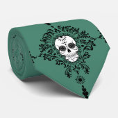 Toter Damast - Chic Sugar Skull-Krawatte Krawatte (Gerollt)