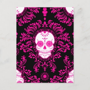 Toter Damast - Chic Sugar Skull Postcard Postkarte