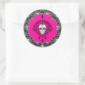 Toter Damast - Chic Sugar Skull Runder Aufkleber (Tasche)
