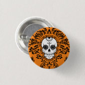 Toter Damast - Chic-Zuckerschädel-Knopf-Button Button (Vorne & Hinten)