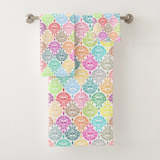 Toter Damast-festliches buntes Badhandtuch Set (Insitu)