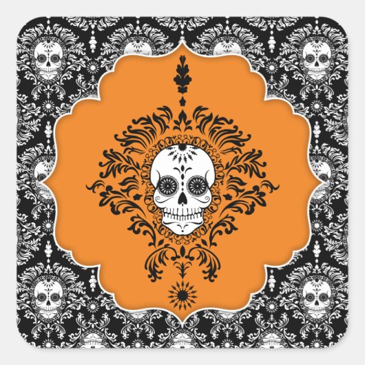 Toter Damast - Gerahmte Zuckerkulpperkleber Quadratischer Aufkleber (Vorderseite)