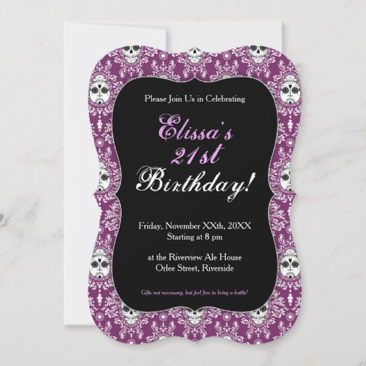 Toter Damast - schicke Einladung (Vorderseite)