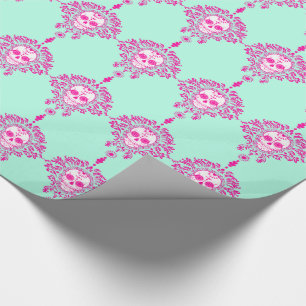 Toter Damast - schickes Zuckerschädel-Packpapier Geschenkpapier