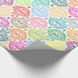 Toter Damast - schickes Zuckerschädel-Packpapier Geschenkpapier
