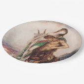 Toter Dichter wird von einem Centaur (Sonnenunterg Pappteller (Schrägansicht)