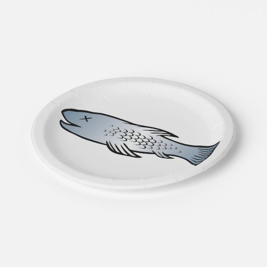 Toter Fisch Pappteller (Schrägansicht)