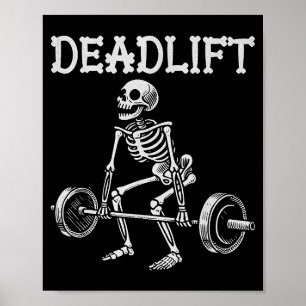 Toter-Heben-Lustiges-Halloween-Skelett-Gewichthebe Poster