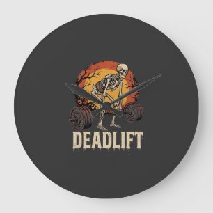 Toter-Heben-Skelett-Halloween-Gym-Workout-Design Große Wanduhr