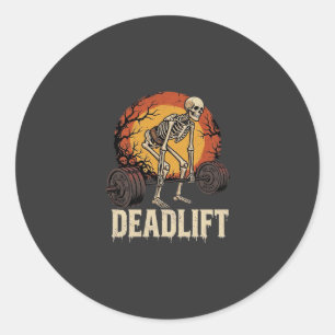Toter-Heben-Skelett-Halloween-Gym-Workout-Design Runder Aufkleber