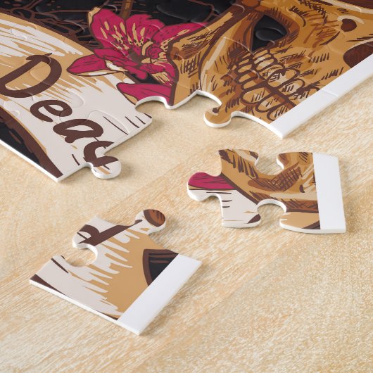 Toter Hintergrund der Schädelhaufen Blume Puzzle (Seite)