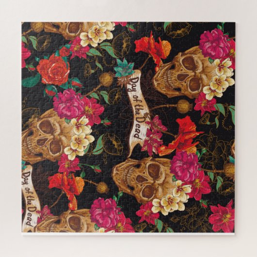 Toter Hintergrund der Schädelhaufen Blume Puzzle (Horizontal)