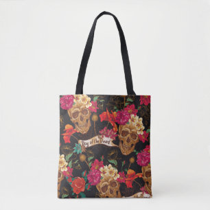 Toter Hintergrund der Schädelhaufen Blume Tasche