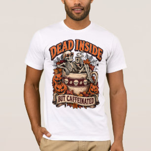 Toter Innen Aber Koffeiniertes Skelett Kaffee T-Shirt