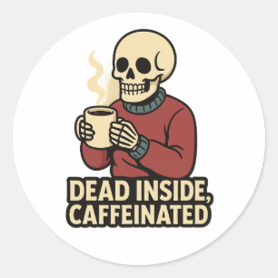Toter Kaffeejunkie – Kaffe-Skelett-Aufkleber Runder Aufkleber