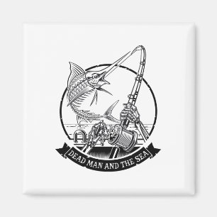 Toter Mann und das Meer toter Fisch Skelett Angeln Magnet