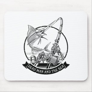 Toter Mann und das Meer toter Fisch Skelett Angeln Mousepad