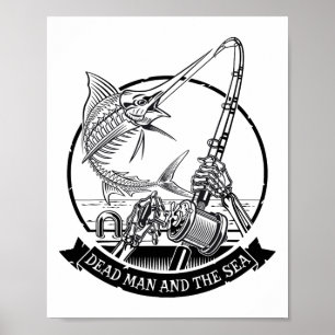 Toter Mann und das Meer toter Fisch Skelett Angeln Poster