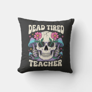 Toter müder Lehrer Totenkopf Pilz Halloween-Grafik Kissen