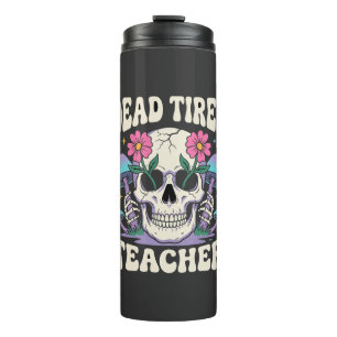 Toter müder Lehrer Totenkopf Pilz Halloween-Grafik Thermosbecher