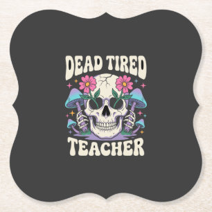 Toter müder Lehrer Totenkopf Pilz Halloween-Grafik Untersetzer