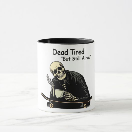 Toter müder Skater Skeleton Kaffee Tasse (Zentrum)