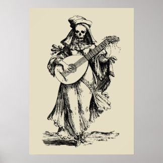 Toter Musiker - Schwarzer Druck Poster