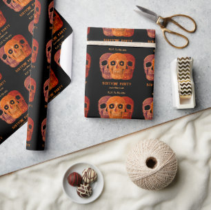 Toter Schädel Lustiger Orange Gothic Geburtstag RI Geschenkpapier