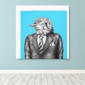 Toter Vogel in schwarzen Anzügen (Alt-Schule Blau) Leinwanddruck (Insitu (Holzboden))