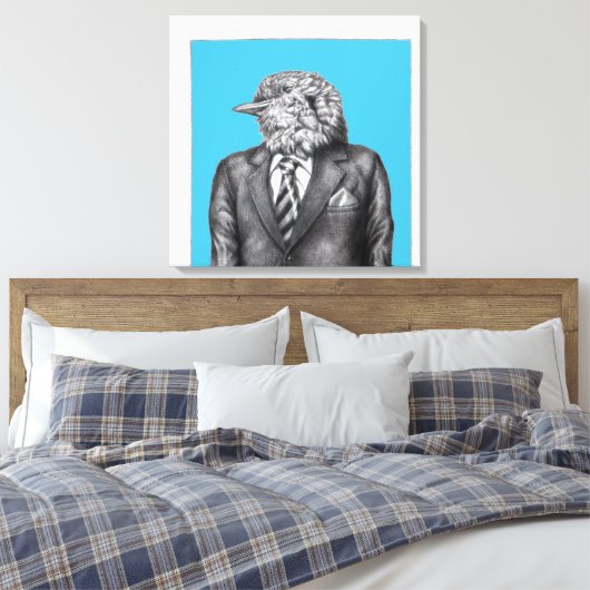 Toter Vogel in schwarzen Anzügen (Alt-Schule Blau) Leinwanddruck (Insitu (Schlafzimmer))