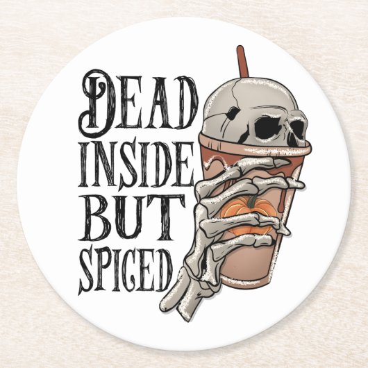 Totes, aber scharfes Halloween-Skelett Runder Pappuntersetzer (Vorderseite)