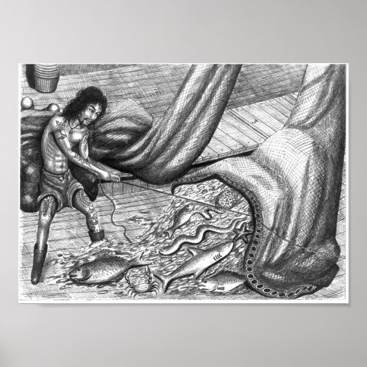Totes Augposter von Vannak und Netz von Fischen Poster (Vorne)