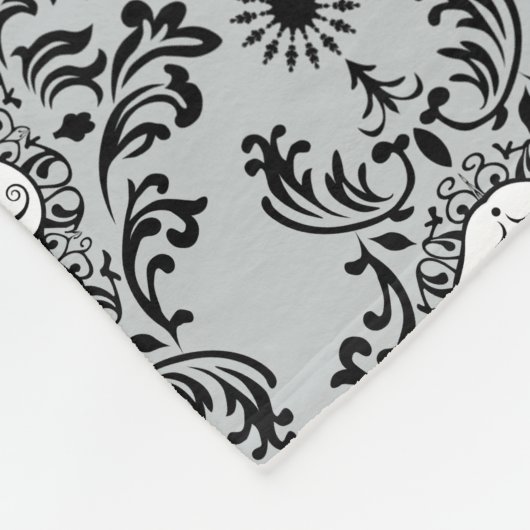 Totes Damast-Zuckerschädel-Muster Fleecedecke (Ecke)