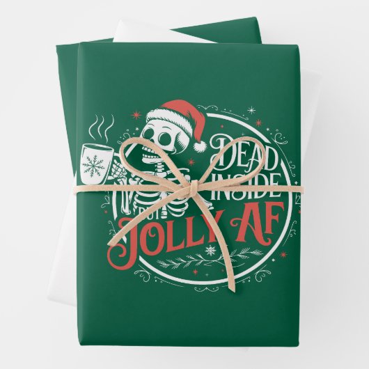 Totes Innen, aber Jolly Af Skull Weihnachtsmann Xm Geschenkpapier Set (Beispiel)