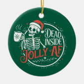 Totes Innen, aber Jolly Af Skull Weihnachtsmann Xm Keramik Ornament (Vorne)