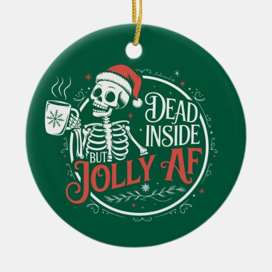 Totes Innen, aber Jolly Af Skull Weihnachtsmann Xm Keramik Ornament (Vorne)