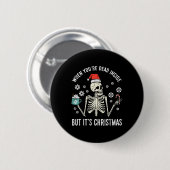 Totes Innen, aber sein Weihnachtselett Kaffee Xmas Button (Vorne & Hinten)